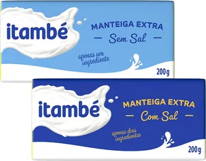 Manteiga ITAMBÉ c/Sal ou s/Sal Tablete 200g