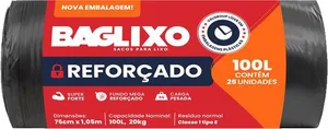 SACO P/LIXO BAG LIXO REFORÇADO PRETO 50 L C/50, 100 L C/25 OU 200 L C/15