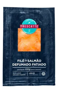 Filé de Salmão Defumado Congelado FRESCATTO Fatiado Pacote 100g