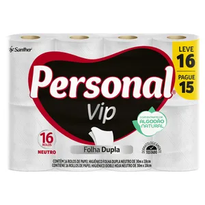 Papel Higiênico PERSONAL VIP Folha Dupla 30m c/16 Unids.