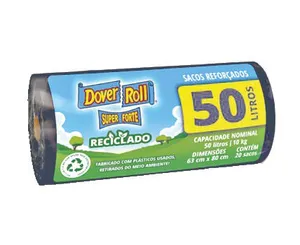 SACO P/LIXO DOVER ROLL PRETO RECICLADO 50 L C/20 OU 100 L C/10