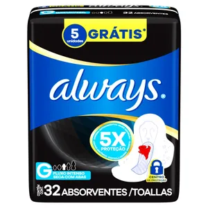 ABSORVENTE ALWAYS NOTURNO SECA/SUAVE C/32 UNIDS.