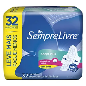Absorvente SEMPRE LIVRE Adapt Plus c/Abas c/32 Unids.