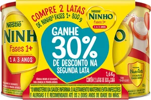 Composto Lácteo NINHO Fases 1+ 800g c/2 Latas