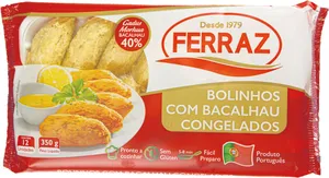 BOLINHO C/BACALHAU CONGELADO PORTUGUÊS FERRAZ  BANDEJA 350G