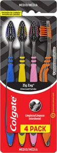 Escova Dental COLGATE Zig Zag Carvão Ativado c/4 Unids.