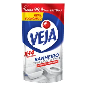 Limpador p/Banheiro VEJA Tira-Limo X-14 2 em 1/Oxi Refil 400ml