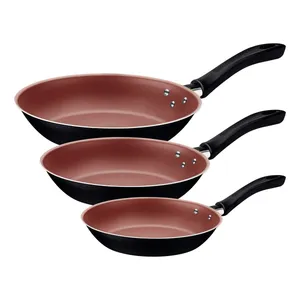 Jogo de Frigideiras TRAMONTINA Alumínio Linz Preto/Vermelho c/3 Peças