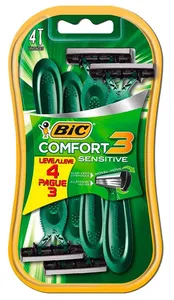Aparelho Depilatório BIC Comfort3 Azul/Sensitive c/4 Unids.
