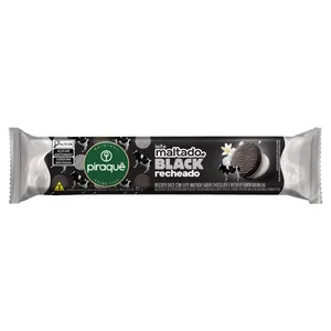 Biscoito Recheado PIRAQUÊ Leite Maltado Chocolate ou Black com Recheio de Baunilha 85g