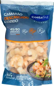 Camarão 45/80 Congelado COSTA SUL Cozido e Descascado Pacote 300g
