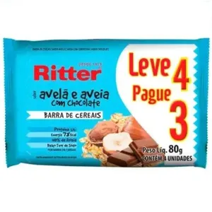 BARRA CEREAIS RITTER AVEIA/AVELA LV4 PG3 80G